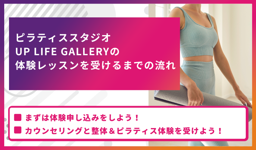 ピラティススタジオ UP LIFE GALLERYの体験レッスンを受けるまでの流れ